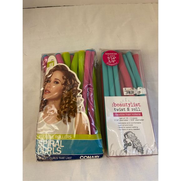 Conair flexible hair rollers spiral curls & beauty list twist lot Styling tools - Picture 1 of 5